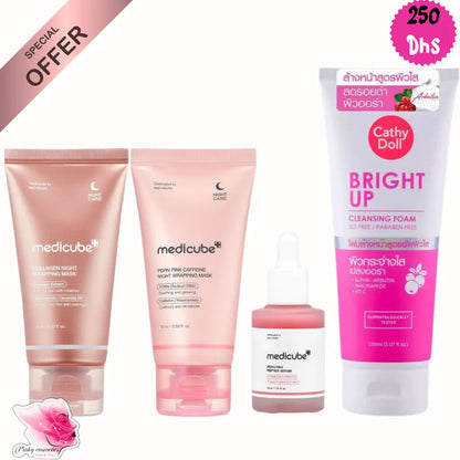 Buy medicube skincare bundle- Medicube Night Care & Cathy Doll Bright Up Set | مجموعة العناية بالبشرة الكورية