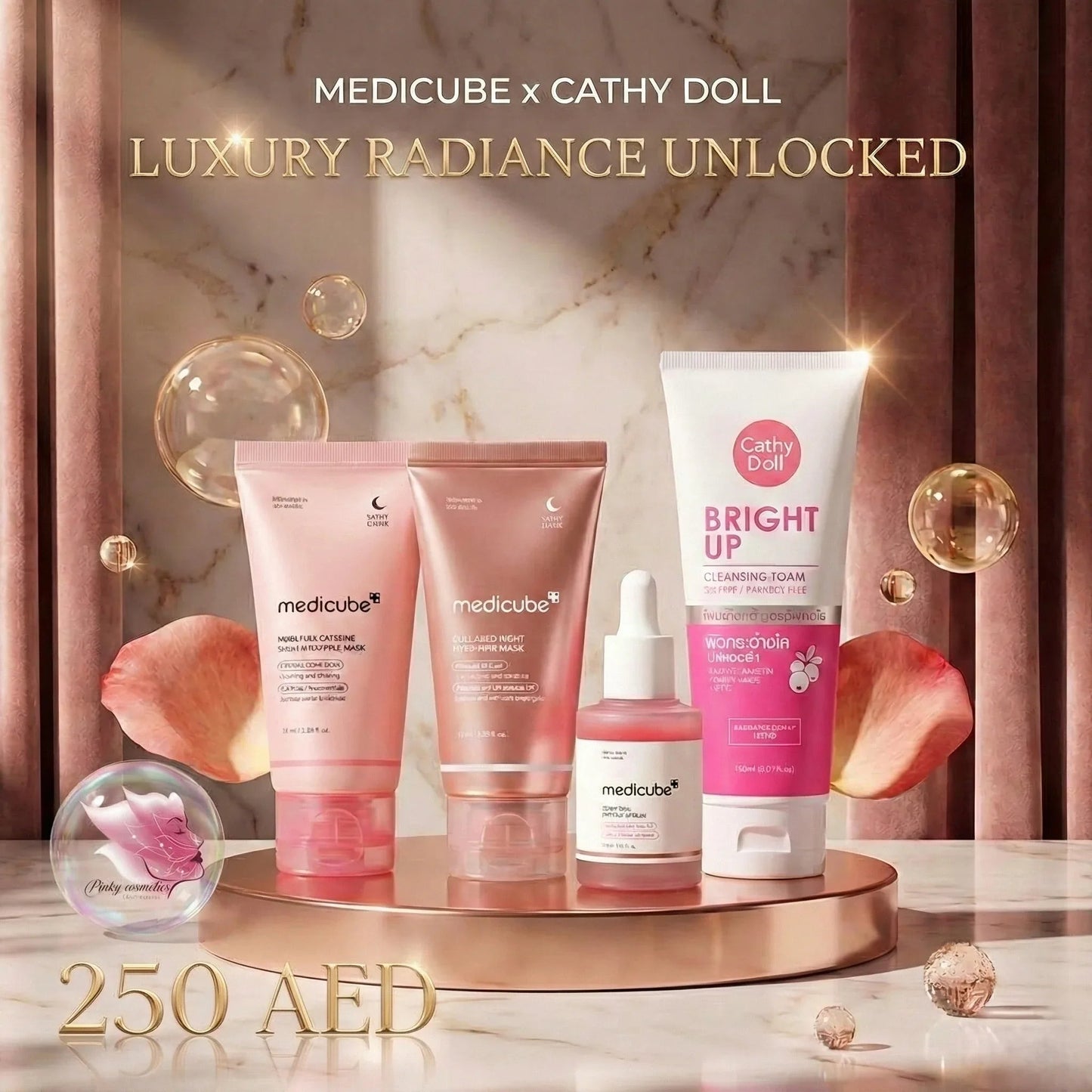 Buy medicube skincare bundle- Medicube Night Care & Cathy Doll Bright Up Set | مجموعة العناية بالبشرة الكورية