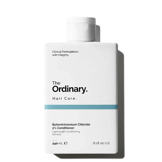 The Ordinary Behentrimonium Chloride 2% Conditioner  A smooth, creamy emulsion designed with a minimalist approach, this conditioner focuses solely on the multi-functional conditioning ingredient without added ingredients that could weigh down hair. Apply to wet hair, leave on for 3 minutes, then rinse thoroughly.