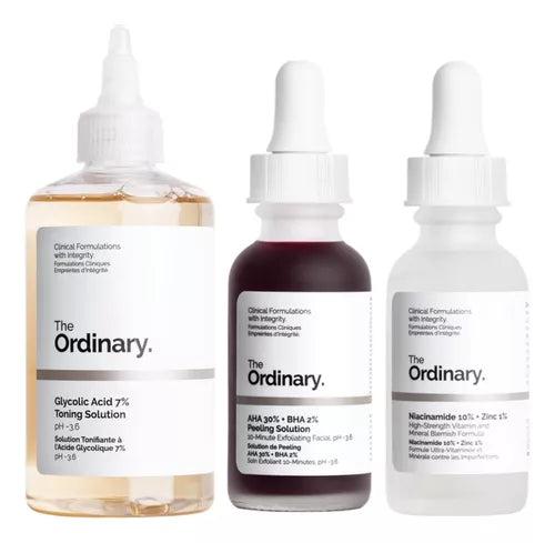 The Ordinary Glow & Clear Skin Bundle – Niacinamide, Glycolic Toner, and Peeling Solution

