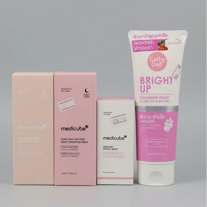 Buy medicube skincare bundle- Medicube Night Care & Cathy Doll Bright Up Set | مجموعة العناية بالبشرة الكورية